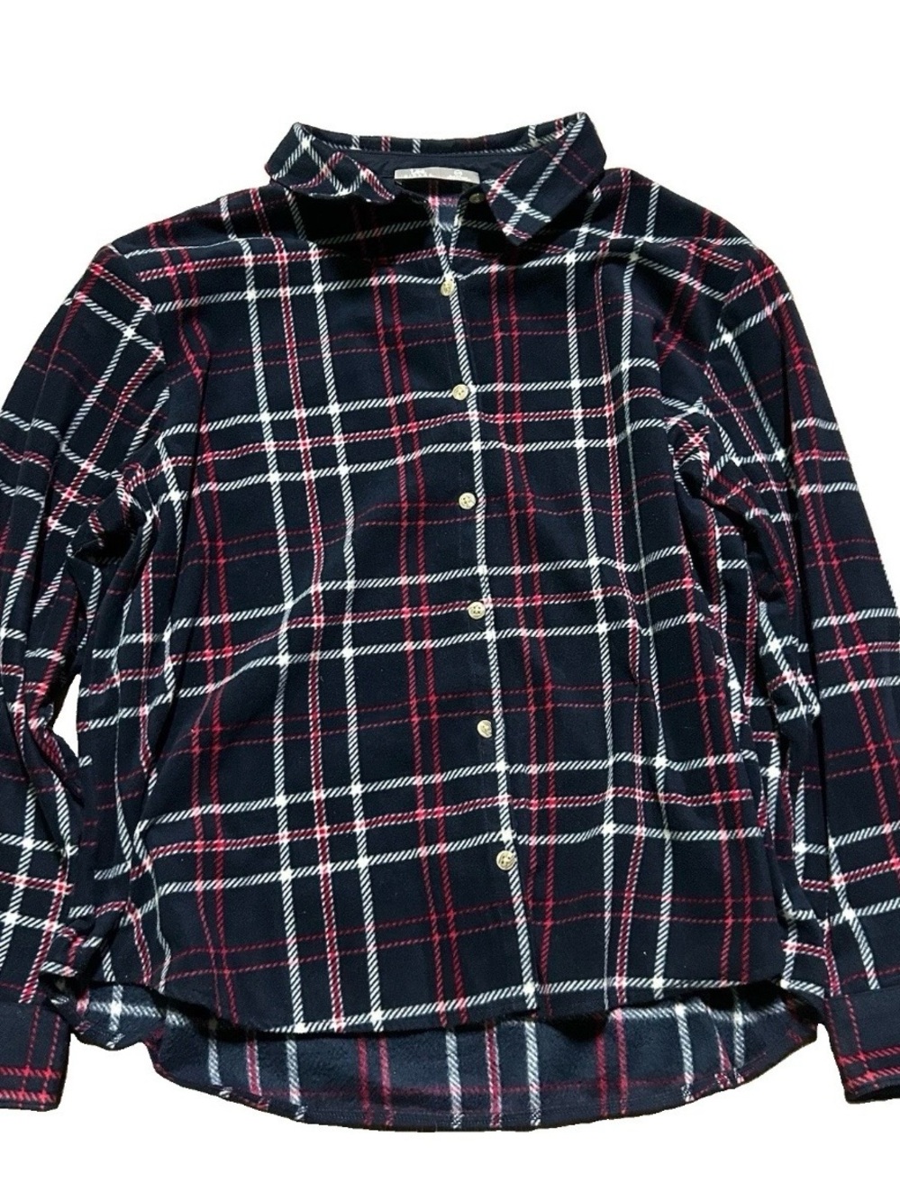 Women’s Lee Riders Fleece Plaid Button Up Size XXL